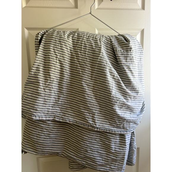 Pottery Barn Full Duvet Cover Blue White Stripe Linen Cotton Farmhouse Coastal - Picture 7 of 11